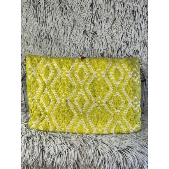 Steve Madden Bzada Yellow Envelope Clutch Crossbody Bag Beaded Gold Chain Boho - Picture 5 of 14